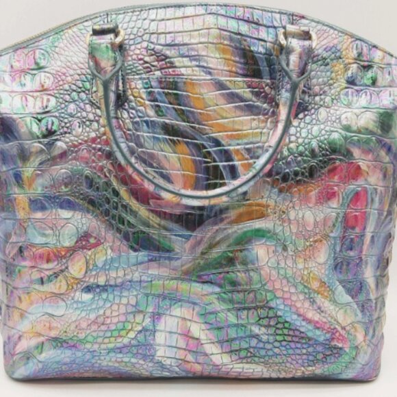 EUC Brahmin Duxbury Unicorn Croc Embossed Leather Satchel Bag - Picture 6 of 8